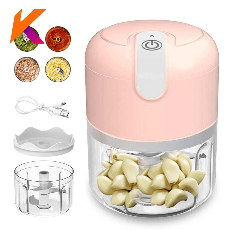 Mini Processador Elétrico de Alimentos Portátil 3 lâminas USB 250 ml Bivolt