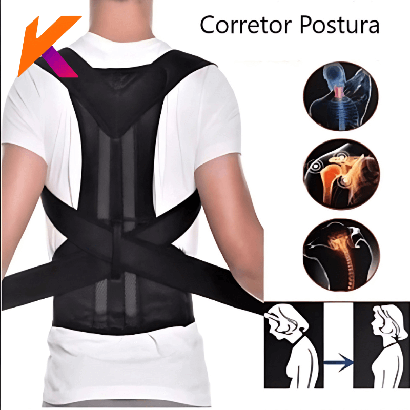 Corretor Postural Colete Cervical Cinta Alinha Coluna Unissex Postura Regulavel
