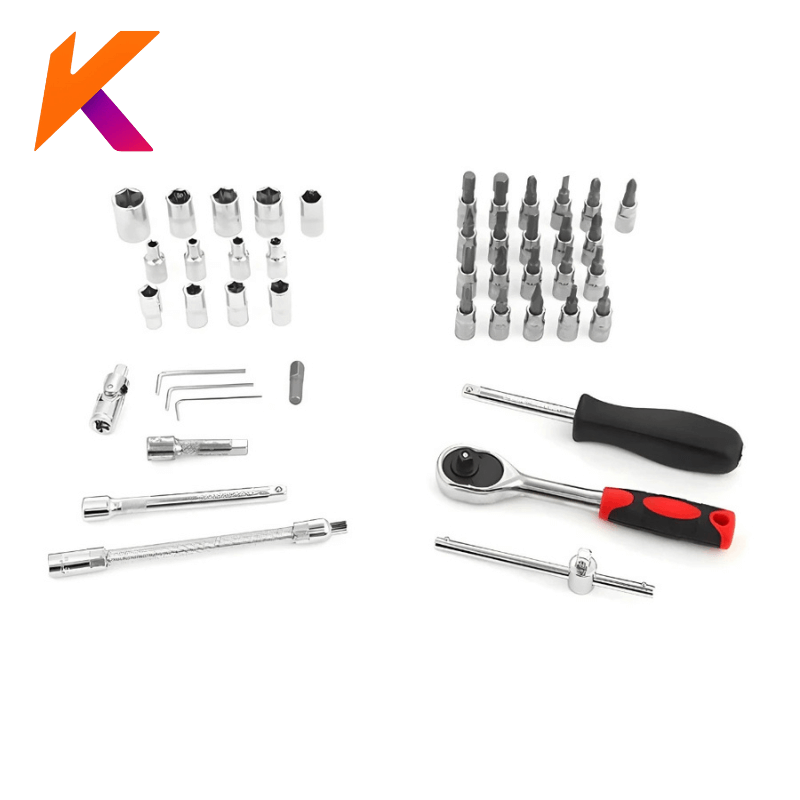 Kit De Ferramentas 46 Peças Chave Catraca Reversível Com Maleta Jogo de Soquete Para Manutenção E Reparo