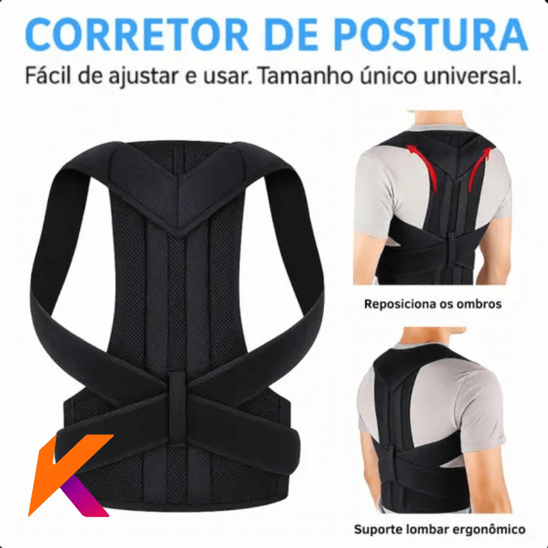 Corretor Postural Colete Cervical Cinta Alinha Coluna Unissex Postura Regulavel