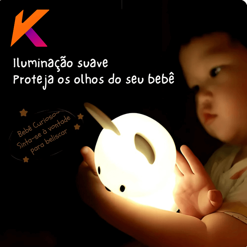 Luminária coelho de Silicone USB com Toque – Luz Noturna