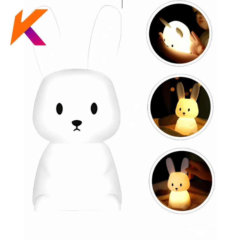 Luminária coelho de Silicone USB com Toque – Luz Noturna
