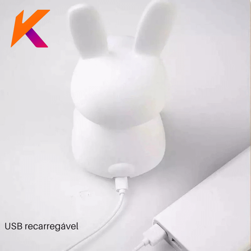 Luminária coelho de Silicone USB com Toque – Luz Noturna