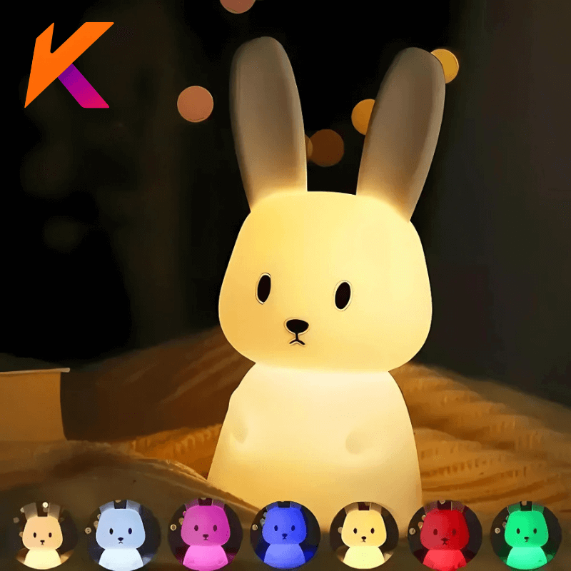 Luminária coelho de Silicone USB com Toque – Luz Noturna