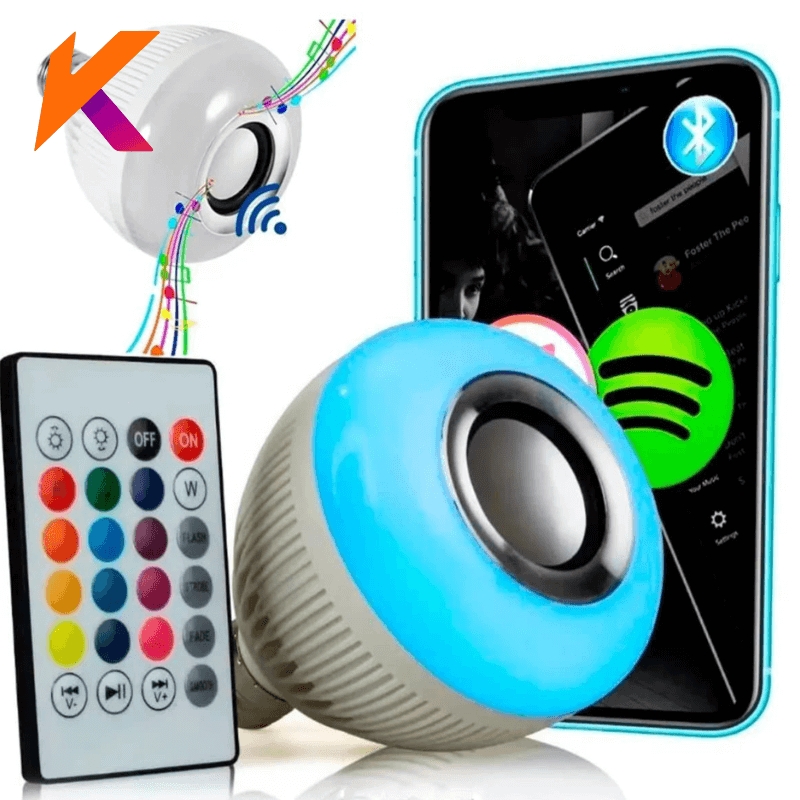 Lampada Bluetooth De Led Caixa De Som C Controle Rgb 12W