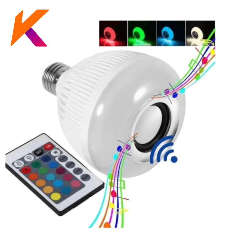 Lampada Bluetooth De Led Caixa De Som C Controle Rgb 12W