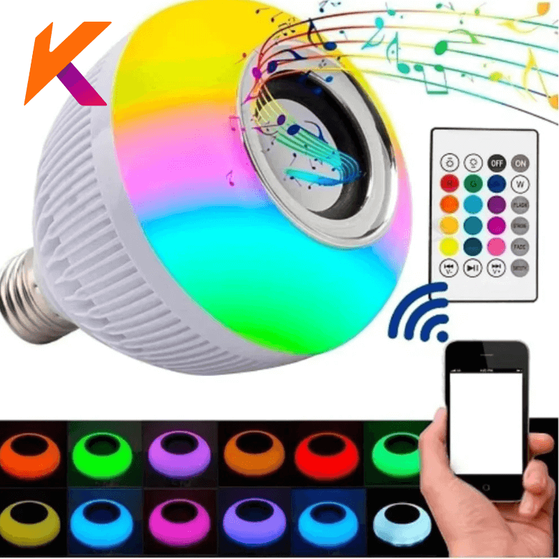 Lampada Bluetooth De Led Caixa De Som C Controle Rgb 12W