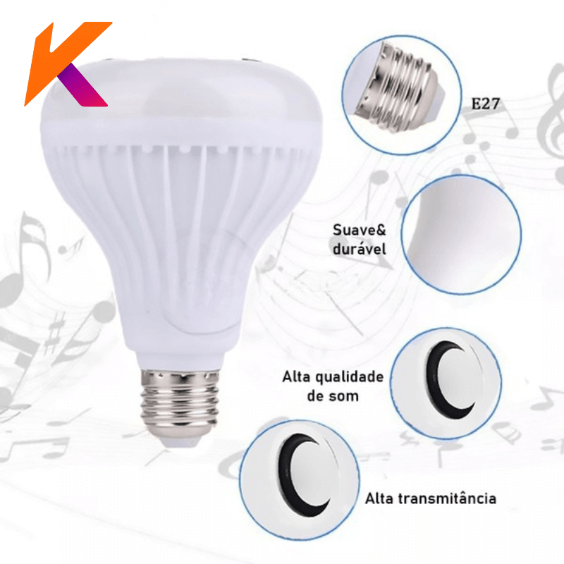 Lampada Bluetooth De Led Caixa De Som C Controle Rgb 12W