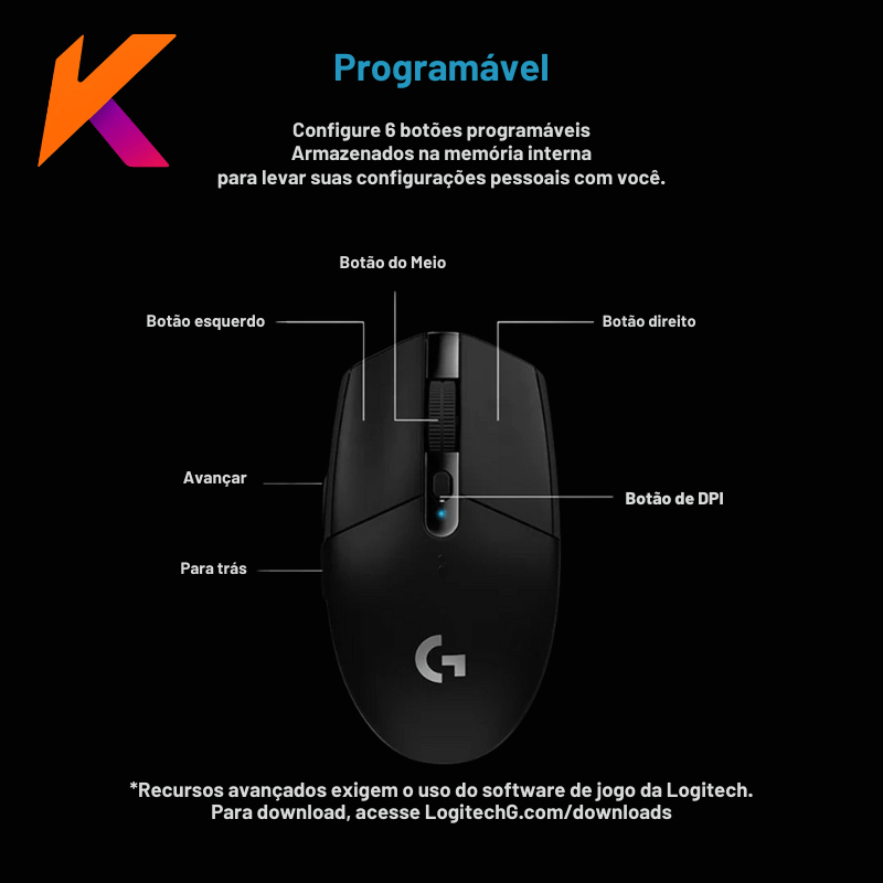 Logitech g304 bluetooth mouse gamer sem fio, 2.4g, para notebook, escritório, desktop, pode se conectar ao programa, superlight