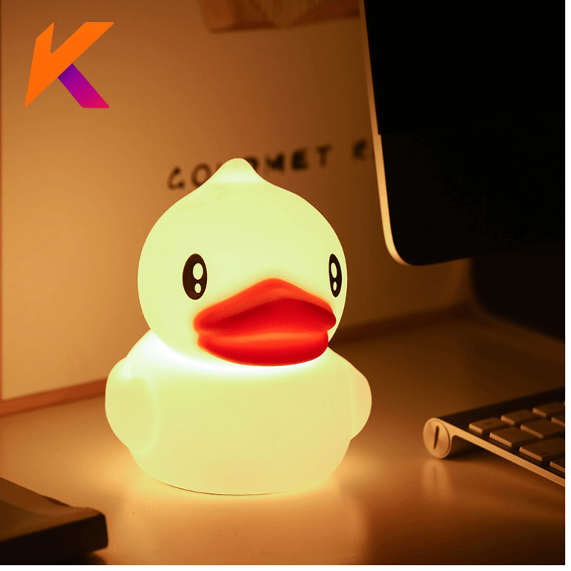Mini Luminária Abajur Pato Fofo Led Silicone Touch Recarregável