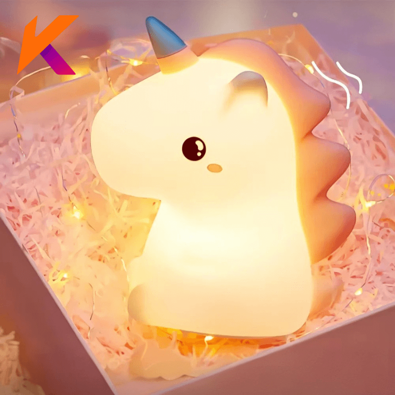 Mini Luminária Abajur Unicornio Fofo Led Silicone Touch Recarregável