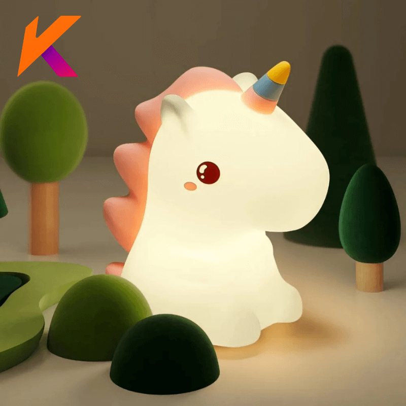 Mini Luminária Abajur Unicornio Fofo Led Silicone Touch Recarregável