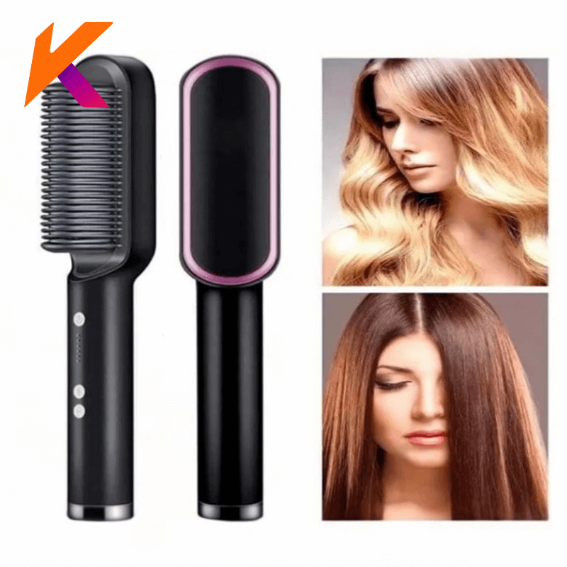 Brasil Conjunto de alisador de cabelo, pente para cabelos encaracolados, aquecimento rápido multifuncional profissional 2-em-1