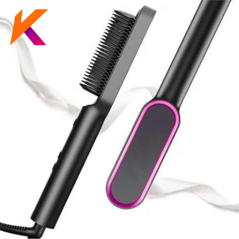 Brasil Conjunto de alisador de cabelo, pente para cabelos encaracolados, aquecimento rápido multifuncional profissional 2-em-1