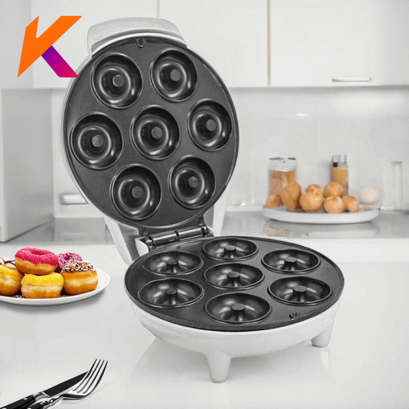 ZOMMI Mini Maquina de Donuts 1200W 7 Bocas Superficie Antiaderente Fácil de Usar e Lavar Confeitaria Doce DIY Culinária