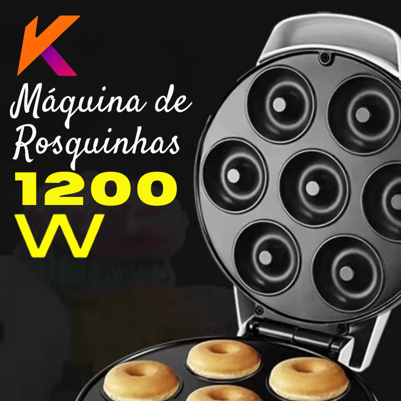 ZOMMI Mini Maquina de Donuts 1200W 7 Bocas Superficie Antiaderente Fácil de Usar e Lavar Confeitaria Doce DIY Culinária