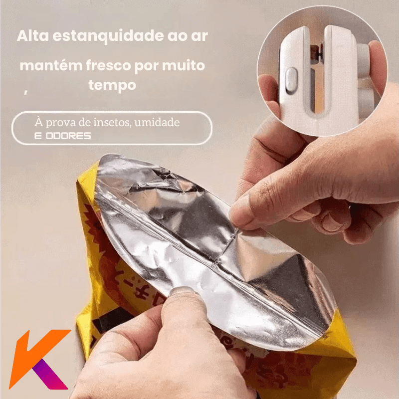 Mini Selador De Embalagem e Sacos ; Seladora a Vacuo Recarregavel USB ; Cortador de Embalagem