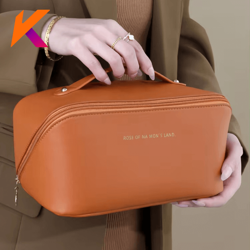 Bolsa Necessaire Feminina para Maquiagem e Cosméticos Couro Maleta De Grande Capacidade Portátil Viagem