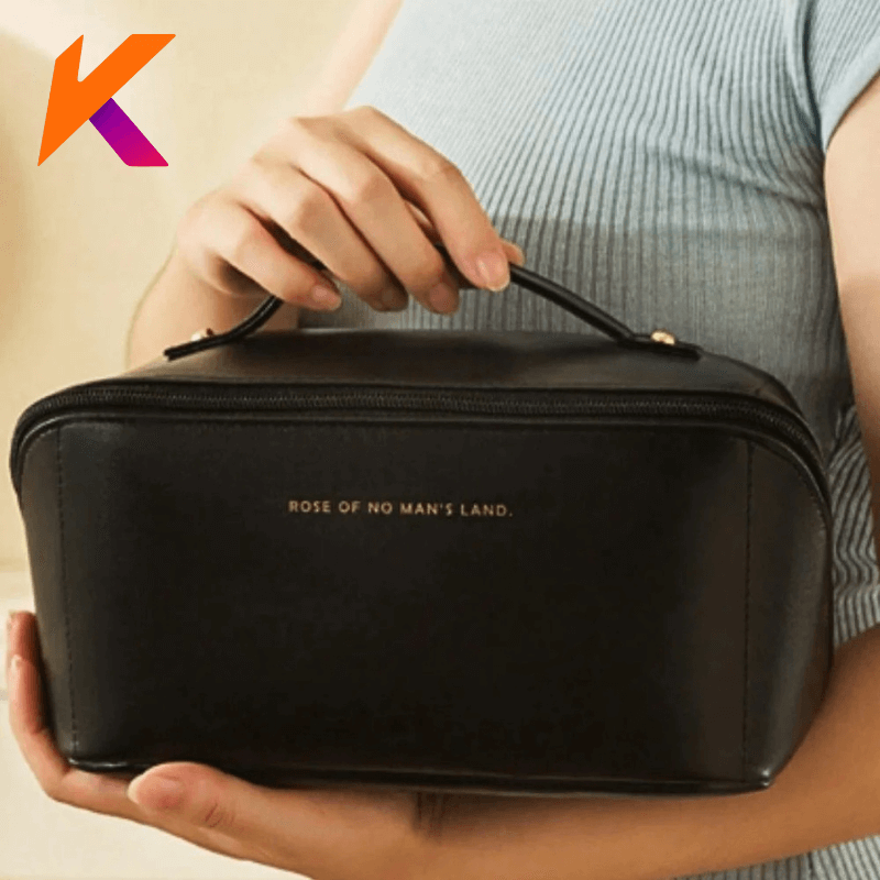 Bolsa Necessaire Feminina para Maquiagem e Cosméticos Couro Maleta De Grande Capacidade Portátil Viagem