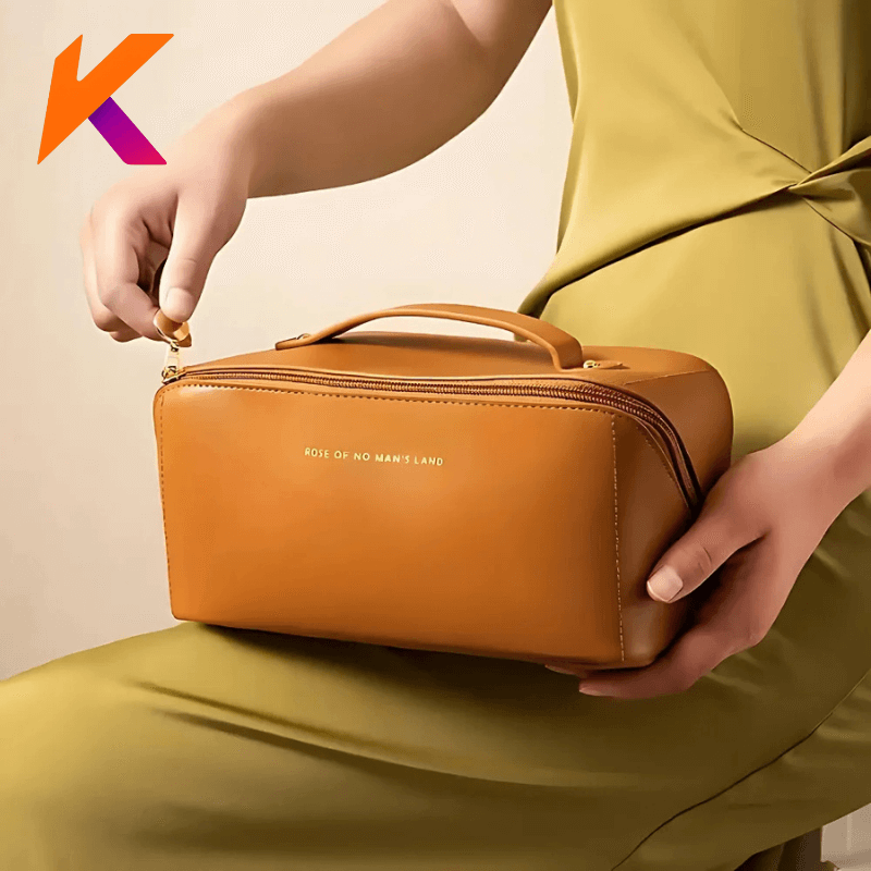 Bolsa Necessaire Feminina para Maquiagem e Cosméticos Couro Maleta De Grande Capacidade Portátil Viagem