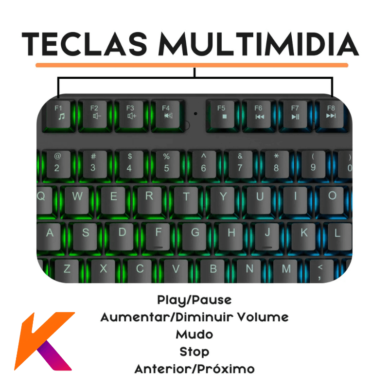 Teclado Gamer Led Rgb Compatível com PC, PS4 e Xbox